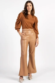 Aaiko dewy pu leather broek straight