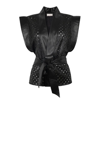 Aaiko melissa pu leather gilet ajour