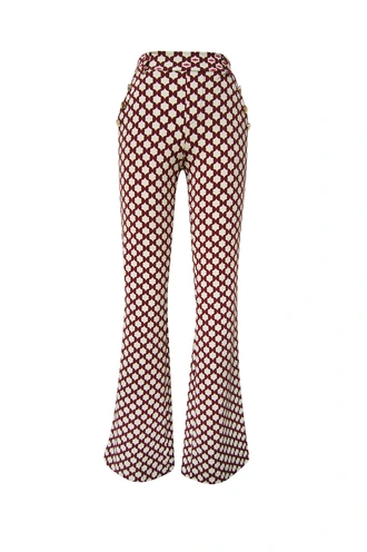 Aime loes flared flax print broek