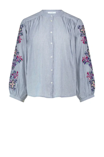 By Bar becky pinstripe blouse borduur