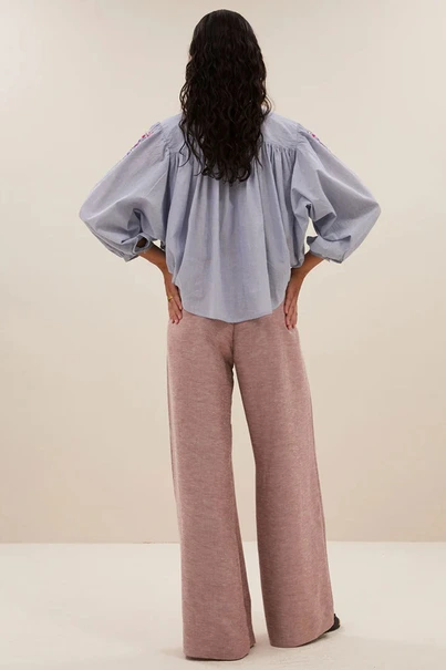 By Bar becky pinstripe blouse borduur
