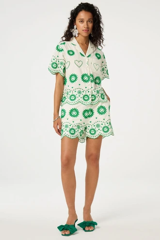 Fabienne Chapot breece shorts groen borduur