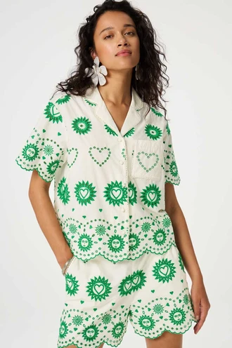 Fabienne Chapot brielle blouse groen borduur
