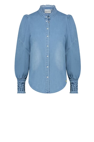 Fabienne Chapot brody indigo blouse drukkers
