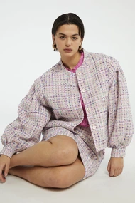 Fabienne Chapot carter jacket ruit slub garen