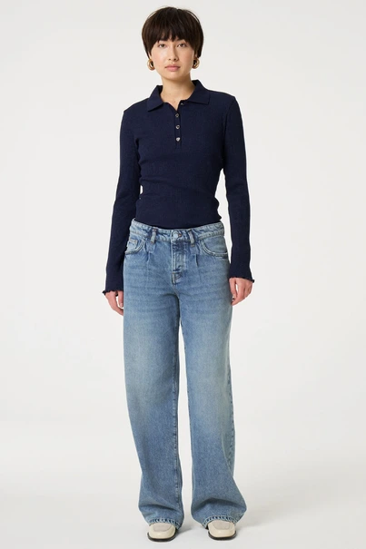 Fabienne Chapot donna top ribbel polokraag