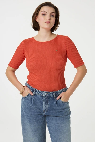 Fabienne Chapot gemma short sleeve ribbel trui