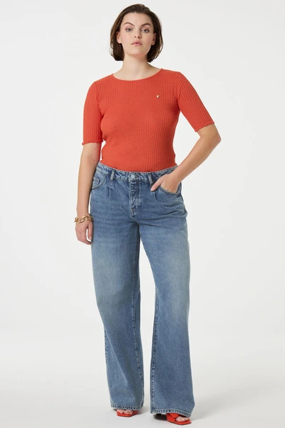Fabienne Chapot gemma short sleeve ribbel trui