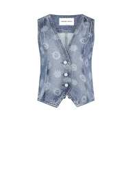 Fabienne Chapot gigi denim gilet bloem print