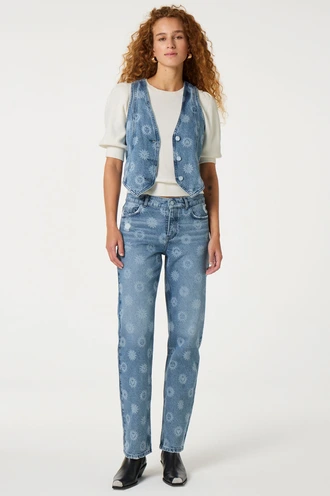 Fabienne Chapot gigi denim gilet bloem print