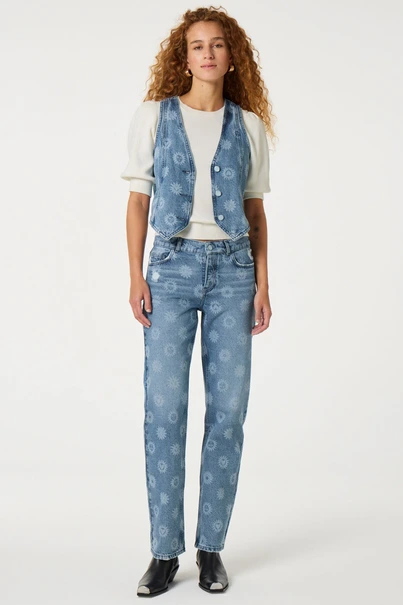 Fabienne Chapot gigi denim gilet bloem print