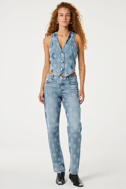 Fabienne Chapot gigi denim gilet bloem print