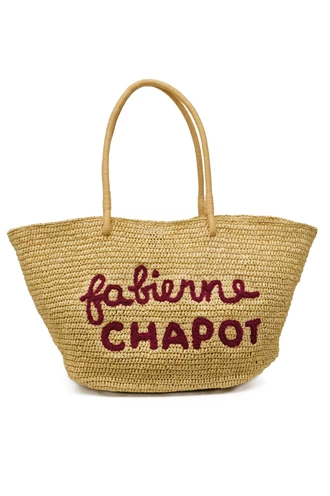 Fabienne Chapot sammy straw bag met logo
