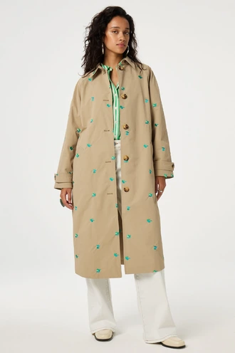 Fabienne Chapot troy trenchcoat long borduur