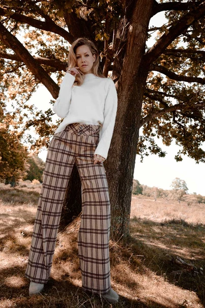 Florez angela check pants wide leg