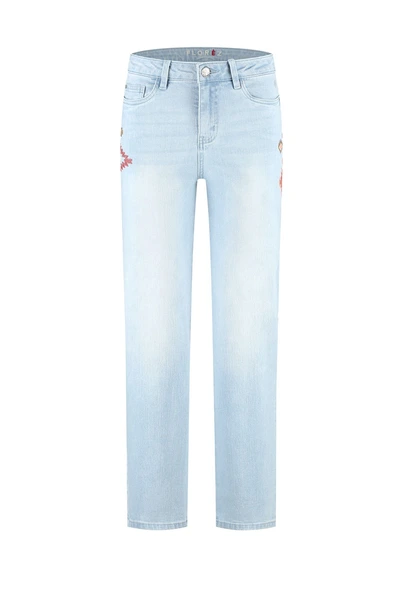 Florez bond straight jeans borduur