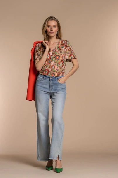 Geisha 32151-20 t-shirt v hals bloem
