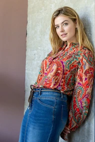 Geisha 33697-20 printblouse kraagloos