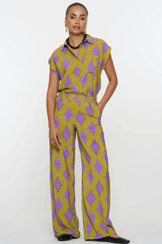 Geisha 51225-20 wide leg print broek