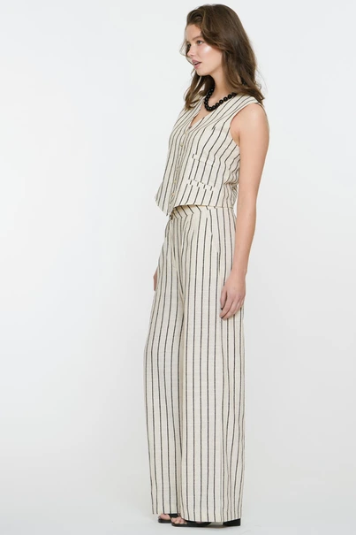 Geisha 51231-20 streep broek linnen