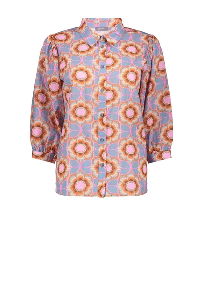 Geisha 53209-20 retro print blouse