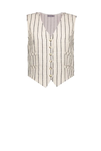 Geisha 55126-20 streep gilet linnen