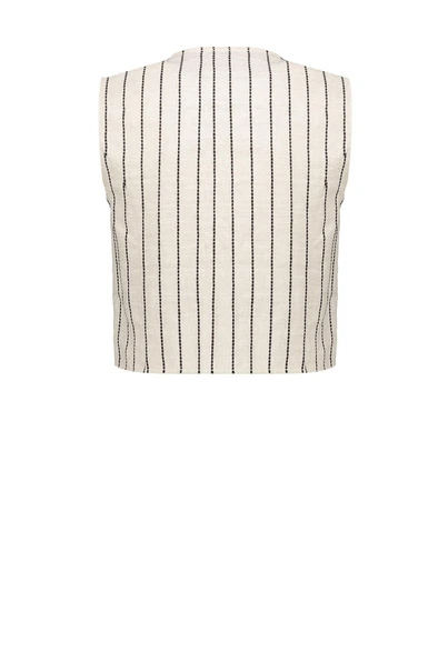 Geisha 55126-20 streep gilet linnen
