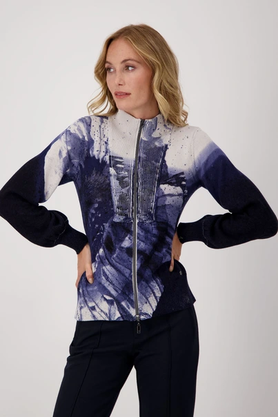 Monari 806596 vest print ballonmouw