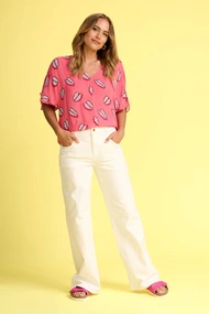 POM Amsterdam sp7288 top leaf it pink print