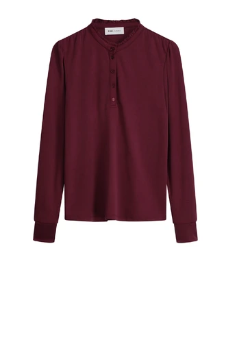 POM Amsterdam top ruffle kraag sp7356 tencel