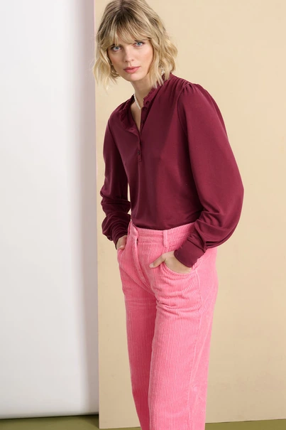 POM Amsterdam top ruffle kraag sp7356 tencel