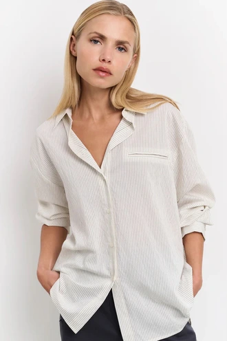 Yaya 01-201139-503 pinstripe blouse