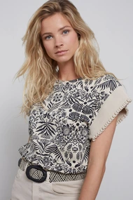 Yaya 01-709053-303 top print ruffle
